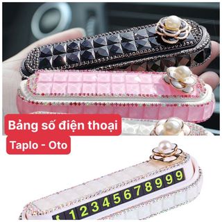 Bảng Gắn Số Điện Thoại Trên Taplo Ô Tô Đính Đá Hoa Trà Cao Cấp - đính đá nhiều màu