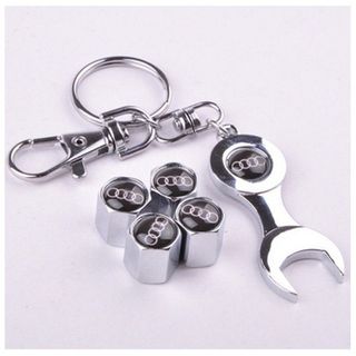 (11 hãng) Bộ 4 nắp chụp van ô tô theo hãng xe chất liệu inox chống han rỉ - tặng kèm cờ lê và móc khóa tiện lợi