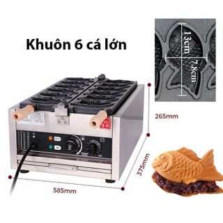Máy làm bánh cá taiyaki công nghiệp 6 con cỡ lớn