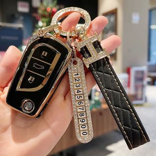 Móc khóa da chữ H Hermes đính đá cao cấp nhiều màu cho ô tô xe máy
