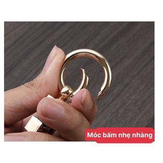Móc khóa da chữ H Hermes đính đá cao cấp nhiều màu cho ô tô xe máy