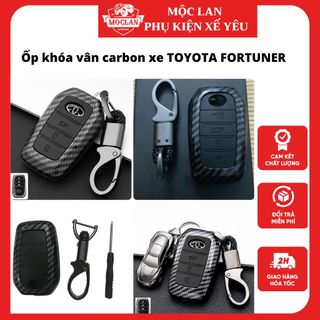 Ốp bọc chìa khóa xe Toyota Fortuner 2017-2022 vân Carbon -tặng kèm móc khóa giá sỉ