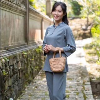 Áo Lam Đến Chùa, Vải Đũi Xước Thoáng Mát, Pháp Phục Huyền Trang - M 725
