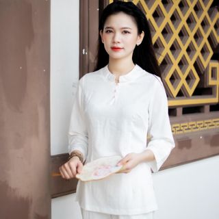Áo Lam Đến Chùa, Vải Đũi Xước Thoáng Mát, Pháp Phục Huyền Trang - M 725