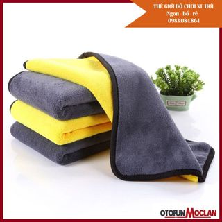 (đủ size) Khăn Lau Xe Ô Tô - Khăn Lau Đa Năng Microfiber 2 Mặt Vàng - Xám Siêu Thấm Cực Dày Không Đổ Lông Siêu Thấm