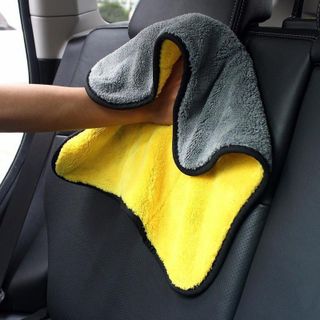 (đủ size) Khăn Lau Xe Ô Tô - Khăn Lau Đa Năng Microfiber 2 Mặt Vàng - Xám Siêu Thấm Cực Dày Không Đổ Lông Siêu Thấm