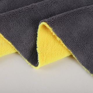 (đủ size) Khăn Lau Xe Ô Tô - Khăn Lau Đa Năng Microfiber 2 Mặt Vàng - Xám Siêu Thấm Cực Dày Không Đổ Lông Siêu Thấm