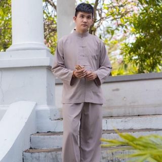 Pháp Phục Đi Chùa Nam, Mẫu Lãnh Tụ Vải KATE Đơn Giản Thoáng Mát - M 149
