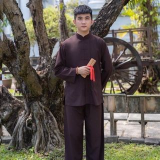 Pháp Phục Đi Chùa Nam, Mẫu Lãnh Tụ Vải KATE Đơn Giản Thoáng Mát - M 149