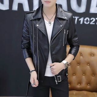 Áo khoác da nam lót dù mặc ấm không gây nóng nực ĐEN DD33