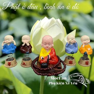 Sét 5 chú tiểu hòa thượng trang trí taplo - bộ tứ không - ở đâu có phật ở đó có bình an - Mộc Lan Phụ Kiện Xế Yêu