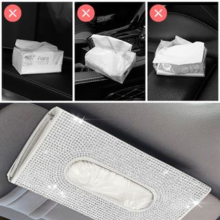Hộp Da Đựng Khăn Giấy Đính Đá Xinh Xắn treo kính ô tô,để taplo có nhiều màu