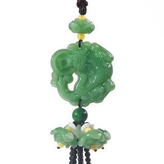 Mặt dây chuyền, ngọc bội, khánh treo xe phong thủy (màu xanh đậm) - Khánh Quan Âm - Di Lặc - Mộc Lan phụ kiện xế yêu