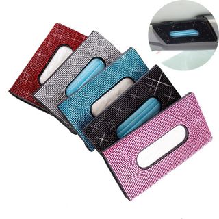 Hộp Da Đựng Khăn Giấy Đính Đá Xinh Xắn treo kính ô tô,để taplo có nhiều màu