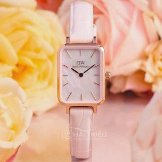 ĐỒNG HỒ NỮ CAO CẤP D.W MẶT CHỮ NHẬT DA HỒNG