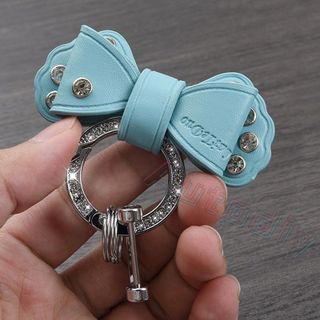Móc Khóa Da Hình Nơ Đính Đá Xinh Xắn nhiều màu