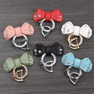 Móc Khóa Da Hình Nơ Đính Đá Xinh Xắn nhiều màu