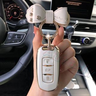 Móc Khóa Da Hình Nơ Đính Đá Xinh Xắn nhiều màu