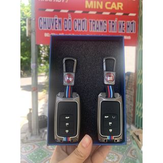 Ốp khóa kim loại phản quang - Vỏ bọc chìa smartkey ô tô Honda Civic, City, CRV, HRV, Accord