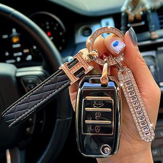 Ốp chìa khóa mạ crom Kia Morning bật, Cerato, K3, Rondo, Rio, Soluto, Seltos, Sorento,(chìa gập) , tặng quà móc thất lạc