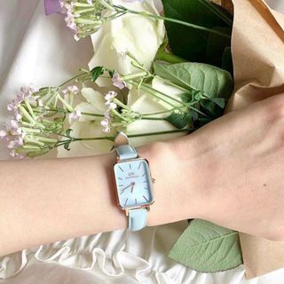 ĐỒNG HỒ NỮ CAO CẤP D.W MẶT CHỮ NHẬT DA XANH