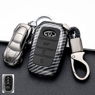 Ốp bọc chìa khóa xe Toyota Fortuner 2017-2022 vân Carbon -tặng kèm móc khóa