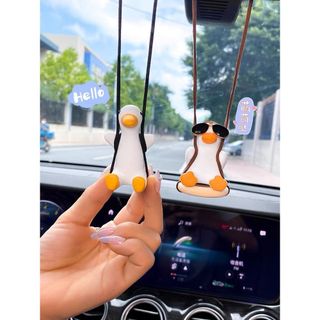 Khánh treo gương ô tô-Vịt đu dây trang trí gương chiếu hậu dễ thương,trang trí cửa sổ ,quà tặng độc lạ cho bạn bè
