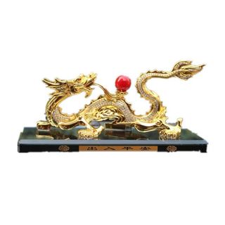 Tượng rồng vàng nhả ngọc có đế đựng nước hoa trang trí Taplo ô tô - tượng tỳ hưu đính đá tặng kèm thảm chống trượt