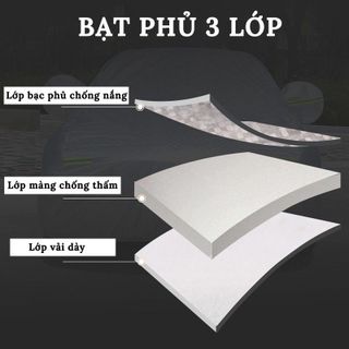 (size 2M ) Bạt Che Phủ Xe Kia Morning Cao Cấp (Loại 3 lớp)