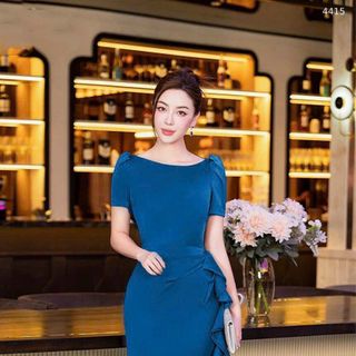 Đầm cổ thuyền bèo sang trọng hàng cao cấp