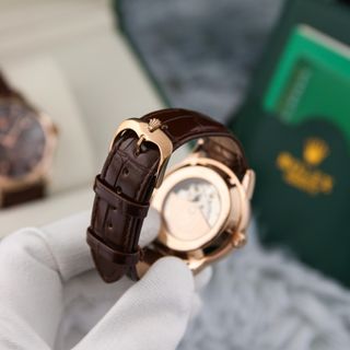 Đồng hồ ro.lex sun moon máy cơ dây da