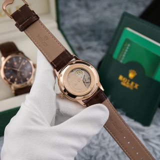 Đồng hồ ro.lex sun moon máy cơ dây da