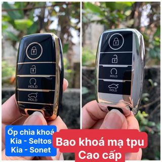 Ốp khóa KIA SELTOS, SONET - loại 4 nút thông minh - ốp mạ TPU mới nhất năm 2022 cao cấp sang trọng