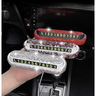 (4 màu) Bảng Gắn Số Điện Thoại Trên Taplo Ô Tô Đính Đá Cao Cấp - mix hoa trà cực sang tại mộc lan phụ kiện xế yêu