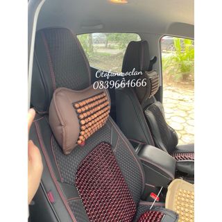 Gối tựa đầu hạt gỗ chống nóng kiêm massage cao cấp cho văn phòng và ô tô - ruột làm bằng cao su non nguyên khối