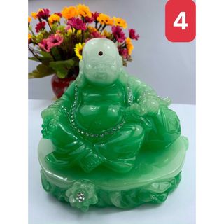 (tặng thảm) Tượng phật Di Lặc ngọc bích trang trí phong thủy trong nhà và taplo ô tô - phật ngọc xanh cao cấp