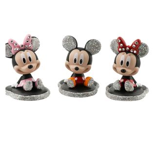 Mô Hình Chuột Mickey Minie Đính Đá Đầu Lắc Lư Dễ Thương Trang Trí Taplo ô tô