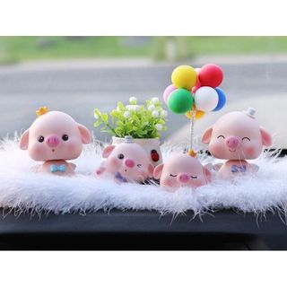 Heo Hồng Hạnh Phúc Trang Trí Taplo Ô Tô, Góc Làm Việc, Học Tập,...