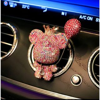 Sáp thơm cài cửa gió ôtô hình gấu Gloomy Bear cầm bóng bay đính đá sang trọng dễ thương