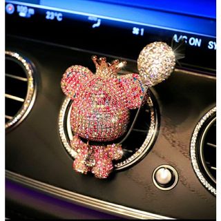 Sáp thơm cài cửa gió ôtô hình gấu Gloomy Bear cầm bóng bay đính đá sang trọng dễ thương