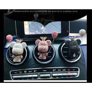 Sáp thơm cài cửa gió ôtô hình gấu Gloomy Bear cầm bóng bay đính đá sang trọng dễ thương