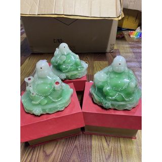 (tặng thảm) Tượng phật Di Lặc ngọc bích trang trí phong thủy trong nhà và taplo ô tô - phật ngọc xanh cao cấp