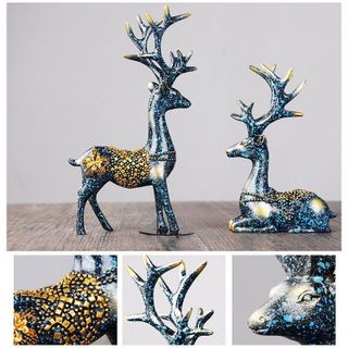 Set 2 con tuần lộc phong thủy dùng trang trí thảm táp lô xe hơi sang trọng - Bộ 2 Chú Hươu vạn dặm bình an