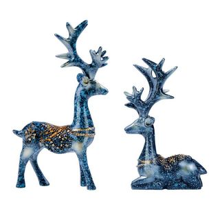 Set 2 con tuần lộc phong thủy dùng trang trí thảm táp lô xe hơi sang trọng - Bộ 2 Chú Hươu vạn dặm bình an