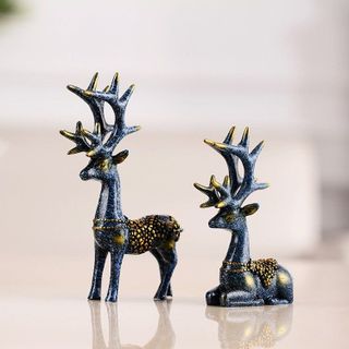 Set 2 con tuần lộc phong thủy dùng trang trí thảm táp lô xe hơi sang trọng - Bộ 2 Chú Hươu vạn dặm bình an