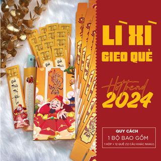 Lì xì gieo quẻ - Bao lì xì quẻ - 12 quẻ + 1 hộp