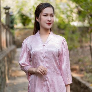Áo Nữ Đi Chùa, Vải Lụa Đông Hưng Cao Cấp, Pháp Phục Huyền Trang - M 748