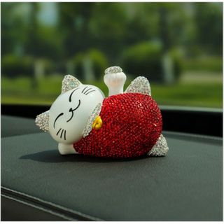 Decor - Sét mèo thần tài nằm thảm hoa cúc + lọ bóng đá - Trang trí taplo ô tô cực kì đáng yêu và may mắn cho xế yêu