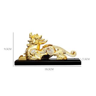 Tượng Tỳ Hưu hợp kim đính đá trang trí phong thủy ô tô - tượng mạ vàng cao cấp