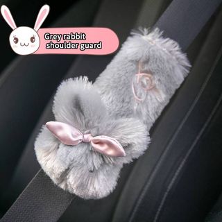 (Sẵn) Bộ Gối Tựa Đầu Tựa Lưng Trên Ô Tô Hình Thỏ Bông Dễ Thương - thỏ tai dài có nơ sử dụng trong văn phòng làm việc